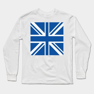 Blue & White Union Jack Flag Long Sleeve T-Shirt